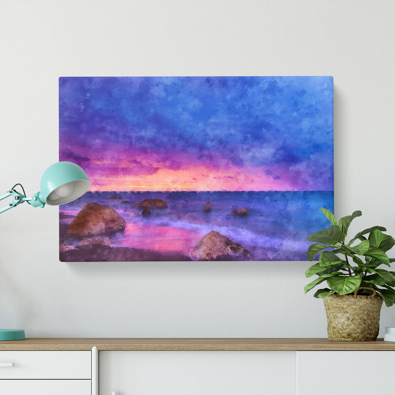 A Beach In Spain - Wrapped Canvas Painting, 40cm H x 60cm W x 3cm D