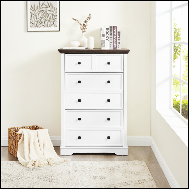 Commode 6 tiroirs avec grande commode pour l'organisation de placards et le rangement de chambre à coucher moderne