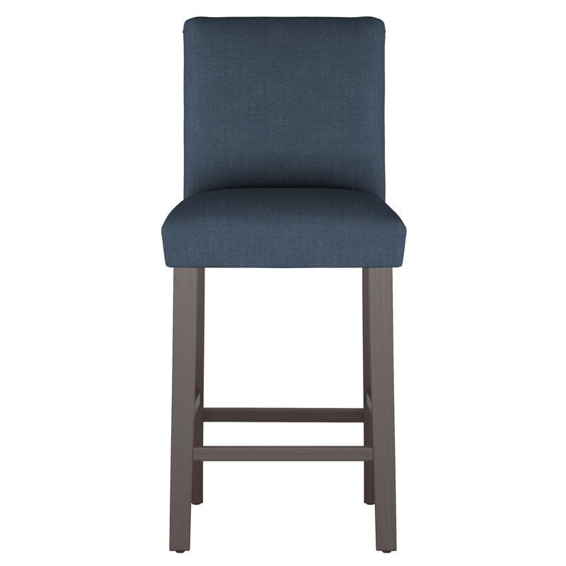 Tabouret de bar et de comptoir Hadrien, Lin texturé bleu marine Zuma, Tabouret de bar (siège d'une hauteur de 31 po)