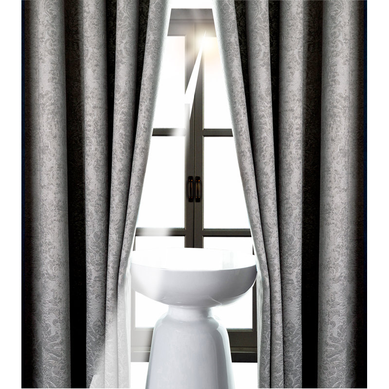Semi Sheer Eyelet Window Curtain Pair, 167 W x 137 D cm, Silver
