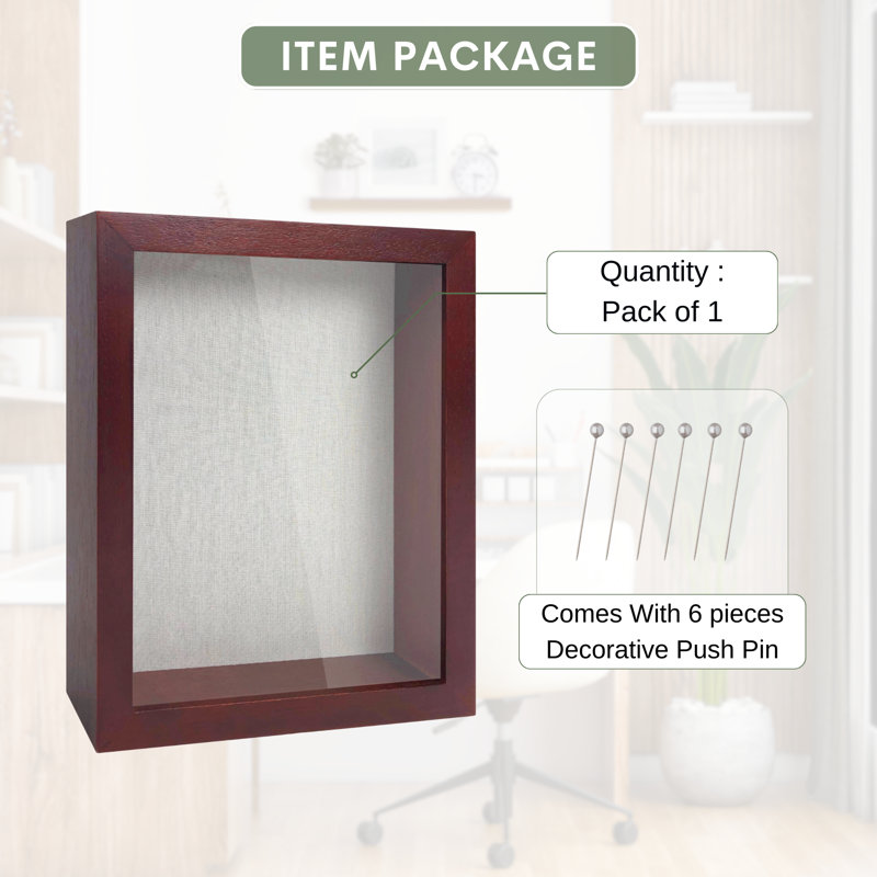 Airyonna Mahogany Solid Wood Storage Shadow Box Picture Frame