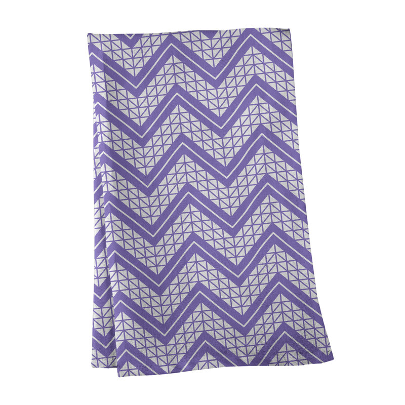 Stephenie Tea Towel Kitchen Towel, Purple/Gray, Cotton Twill