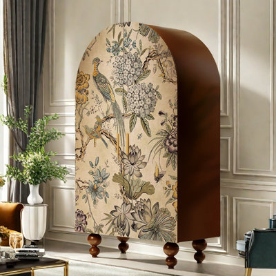 Arched Armoire Cabinet with Shelves &Art Doors
