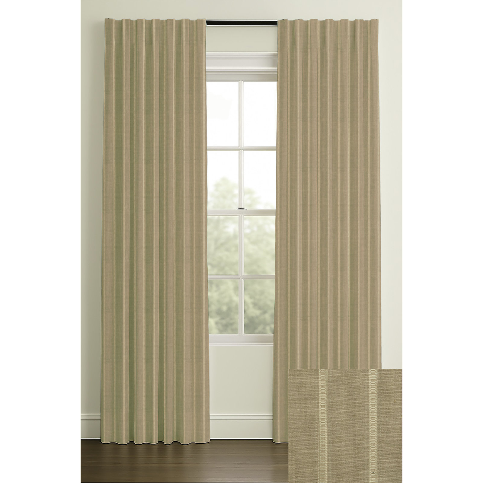 Rod Pocket/Back Tab Blackout Lining Modern Jacquard, Pebble, 50" W x 108" L