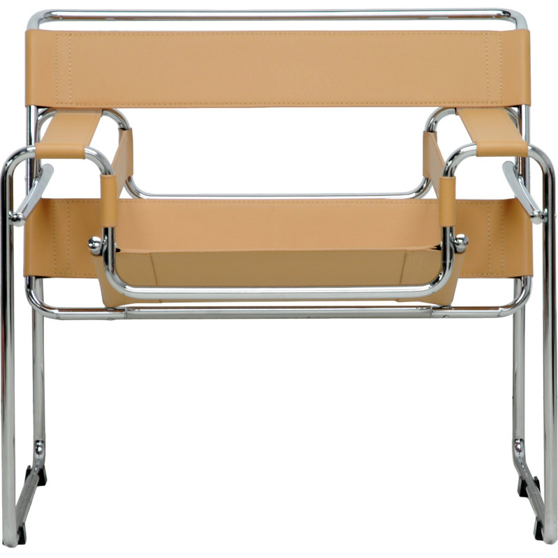 Fauteuil de 30,75 po de large Aaisha, Simili cuir brun clair