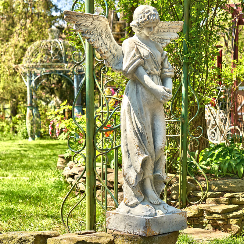 Statue de jardin ange en magnésium, Gris pierre