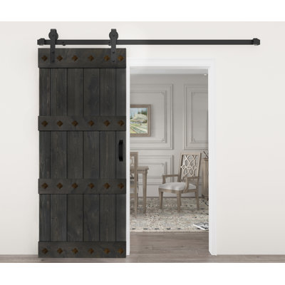 84'' Solid Wood Paneled Matte without Installation Hardware Kit Barn Door
