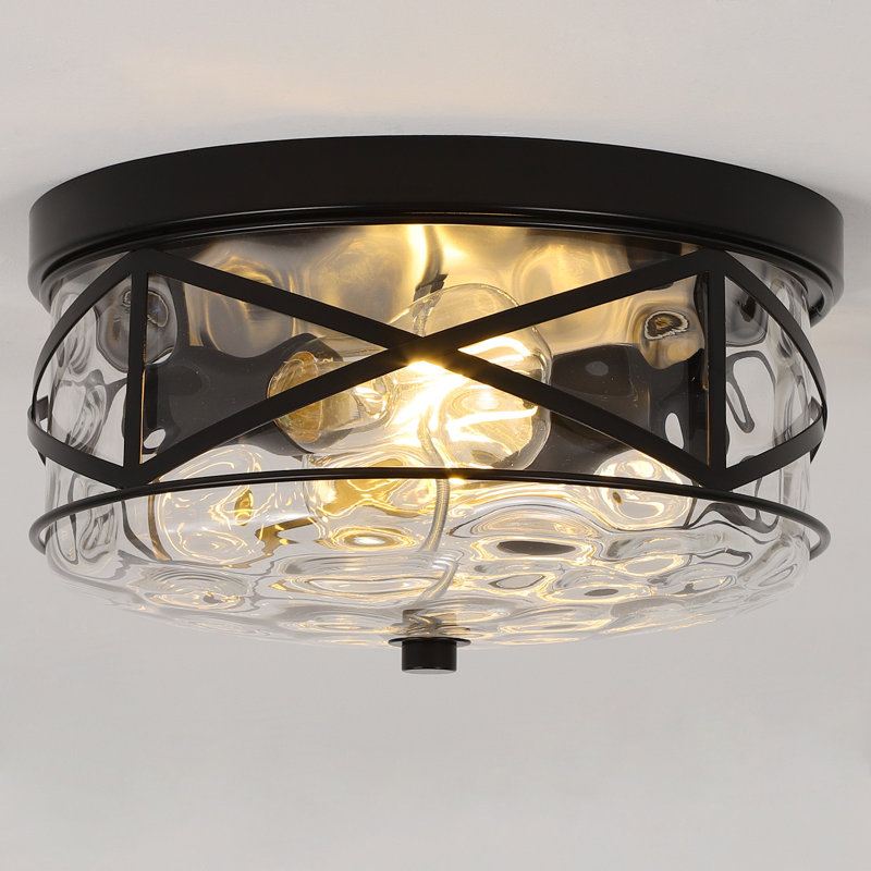 Plafonnier encastré en verre 2 lumières Alixandra, Noir mat, L 11,81 po x l 11,81 po x H 5,9 po