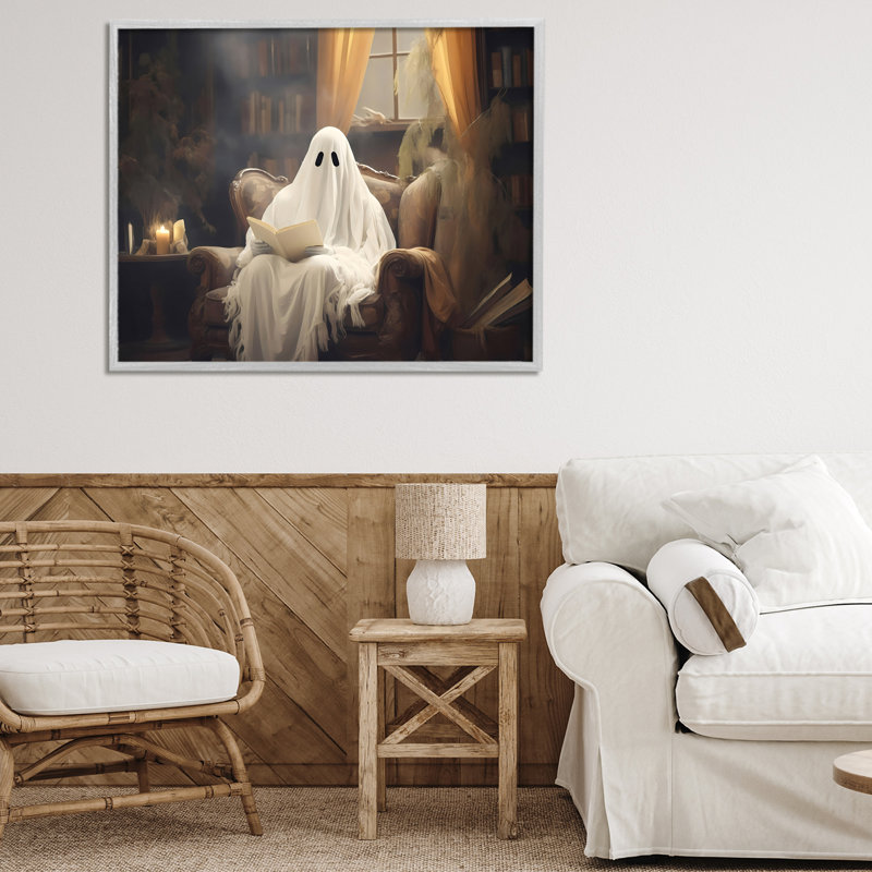«Peaceful Reading Ghost», estampe numérique, design par LSR Design Studio, Estampe numérique Farmhouse, H 24 po x l 30 po