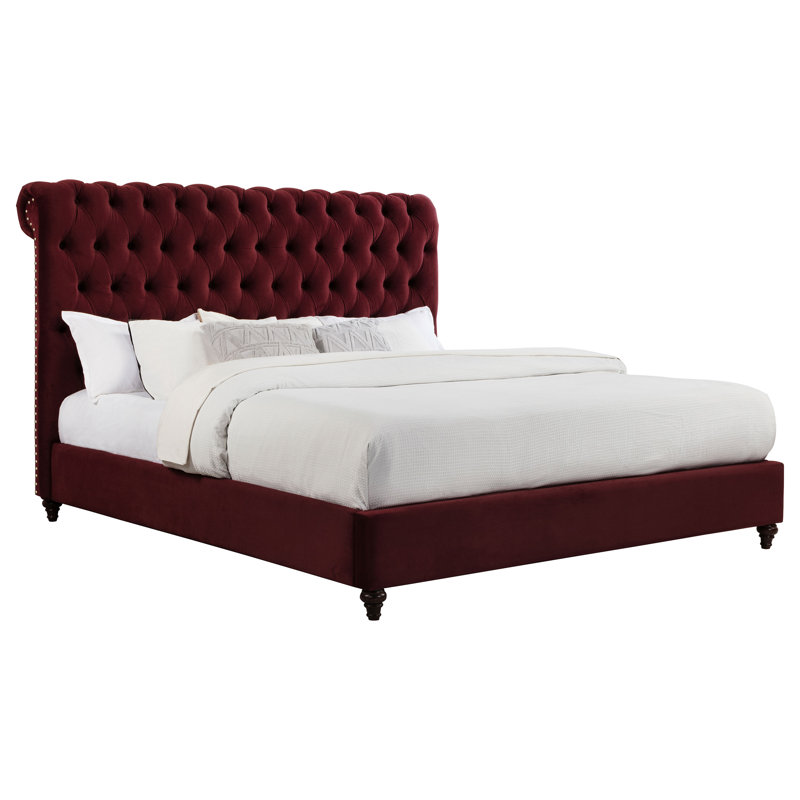 Maaret 57-inch Upholstered California King Panel Bed Wine Red, California King