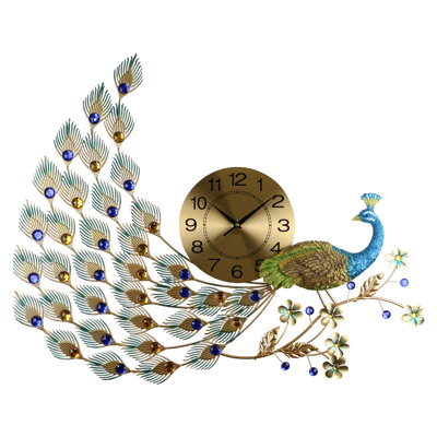 Très grande horloge murale paon Shanda