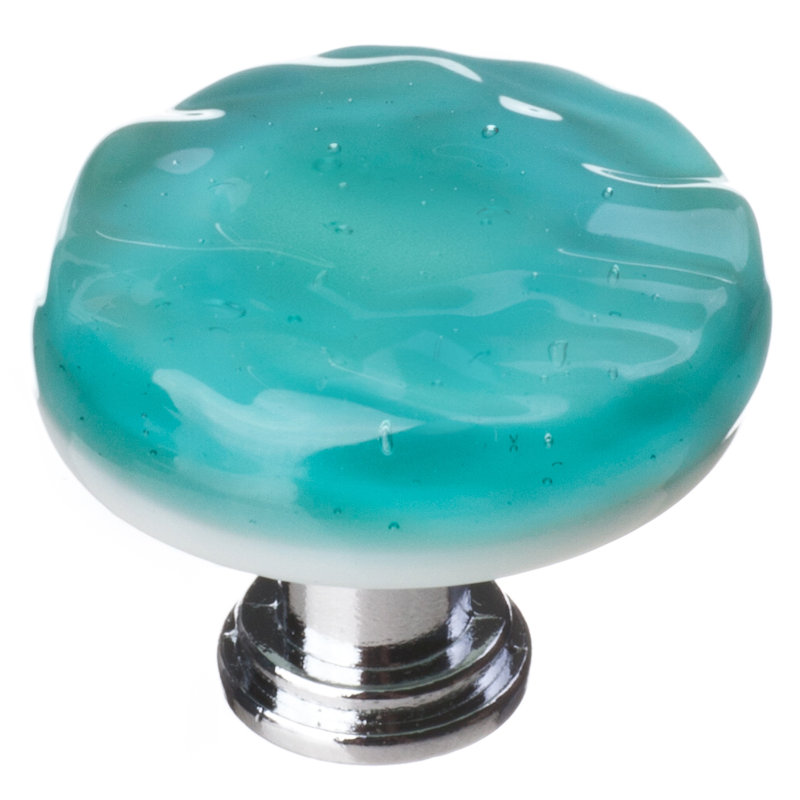 Glacier Mushroom Knob, Polished Chrome, Aqua