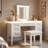 Vanity Desk With Mirror And Lights, 7 Drawers And Cushioned Stool-118263968