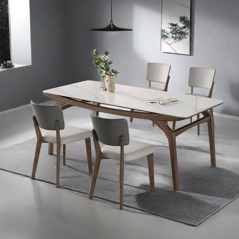 Italian style simple modern dining table sets., 29.53"H x 78.74"L x 35.43"W