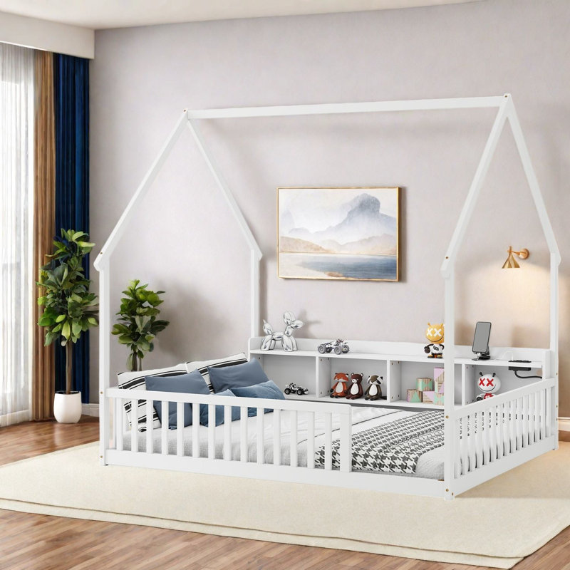 Lits avec rangement, lit double en bois de pin, chambre d'enfant moderne