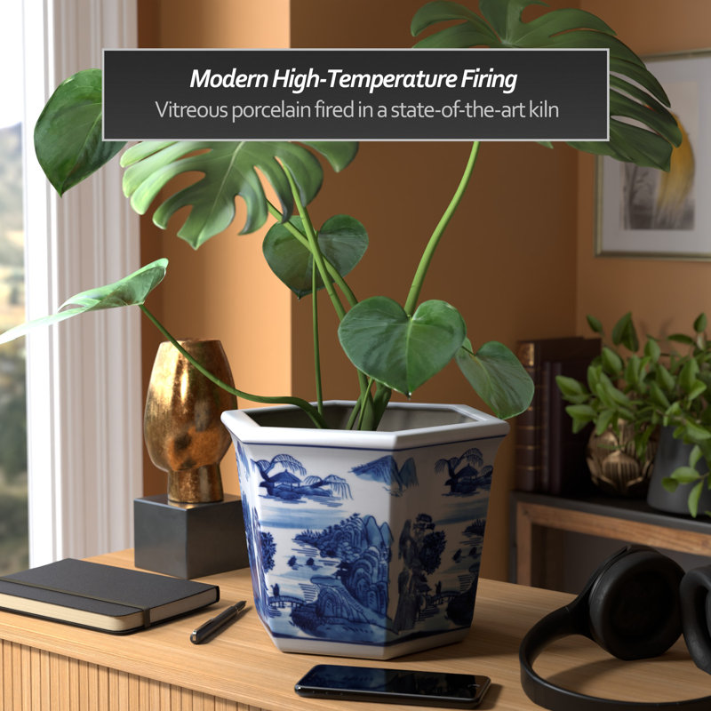 Landscape Chinese Porcelain Pot Planter