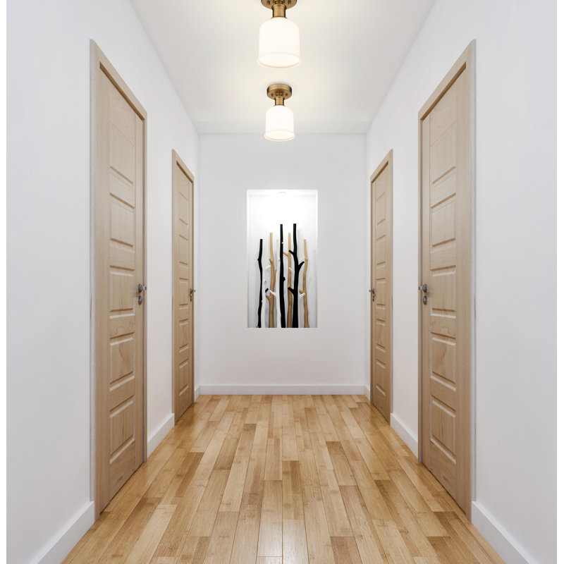 Gakai Glass Semi Flush Mount, Heritage Brass