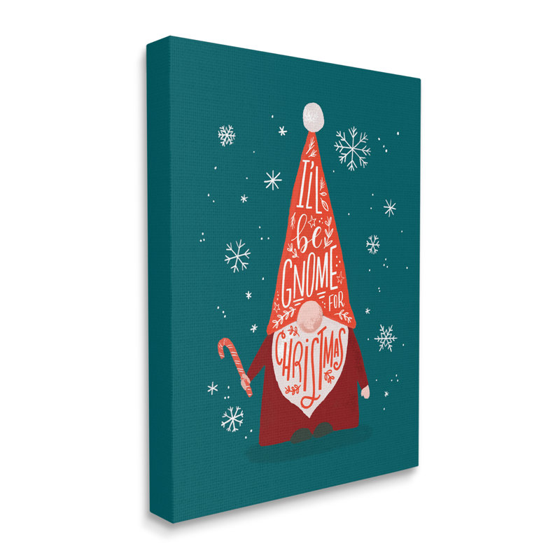 «Gnome for Christmas Holiday» par Loni Harris - Art textuel, H 40 po x l 30 po, Toile tendue