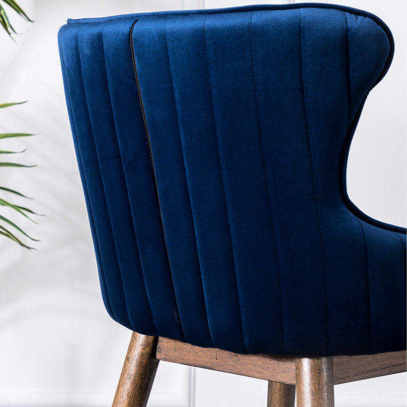 Tabourets à oreilles à hauteur de comptoir 2 pièces en tissu bleu, Bleu