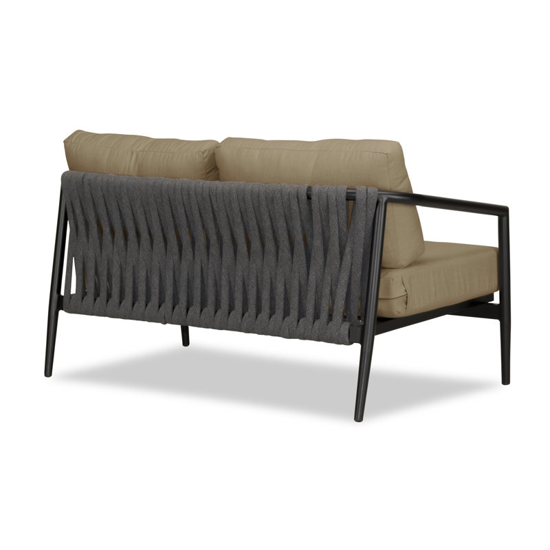 Olio Outdoor 2 - Seat Loveseat, Black, Canvas Natural Sunbrella® Canvas