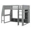Lit mezzanine en bois avec bureau, étagères à rangement multiples, DEL et portemanteau suspendu
