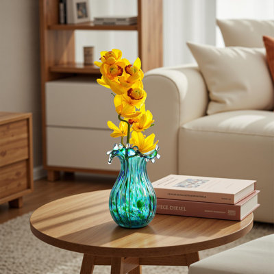 Vase en verre vert 8,5 "pour fleurs