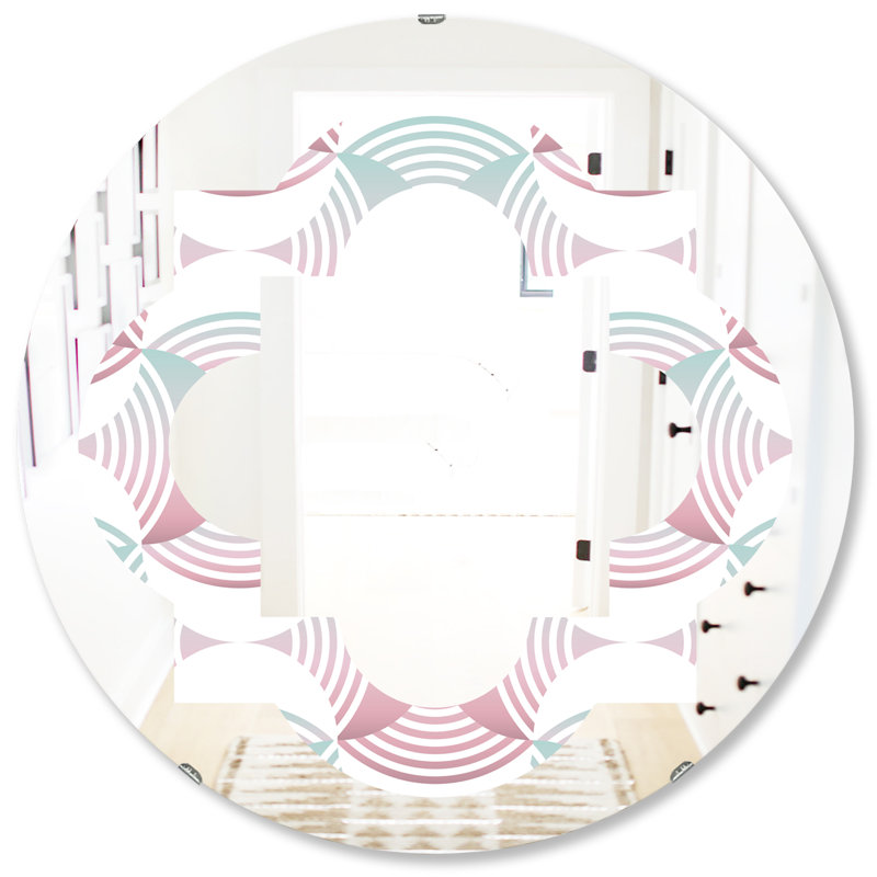 Miroir mural géométrique à motif géométrique abstrait et quadrilobe, 31,5 po x 31,5 po