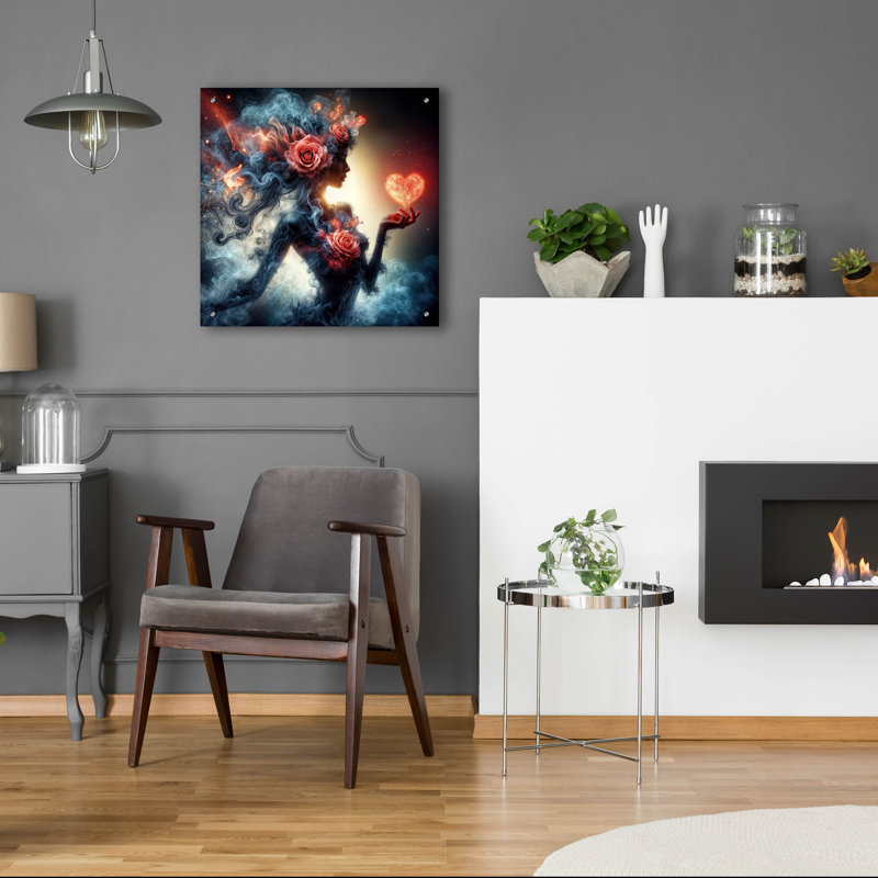 Art mural épique «Love And Roses 1» par Rey Klimt, 24 po x 24 po, H 24 po x l 24 po