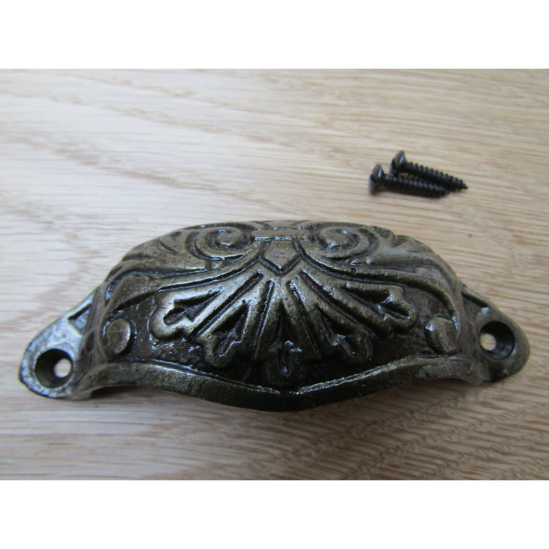 Ornate Cup Pull Handle Antique Brass, Antique Brass