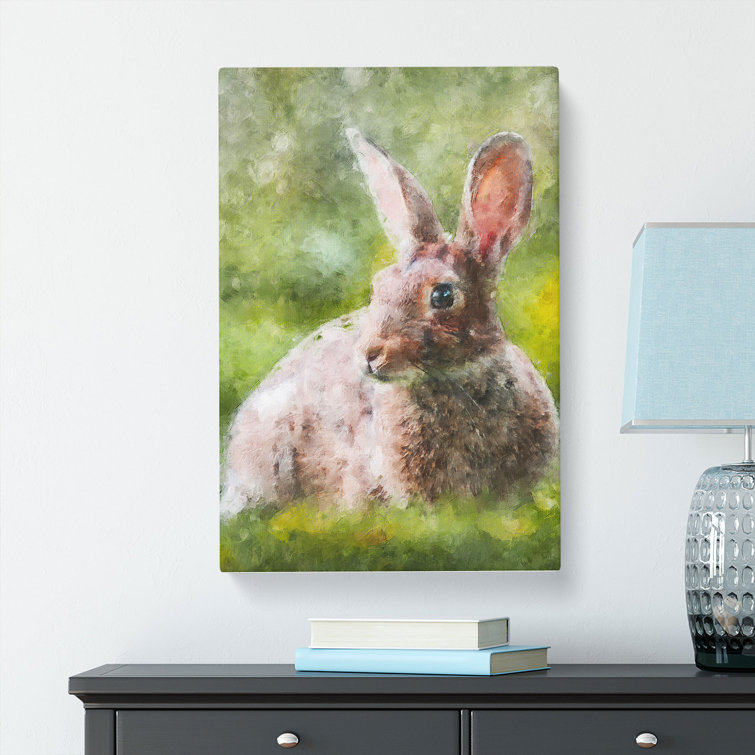 Rabbit In A Green Field - Wrapped Canvas Print