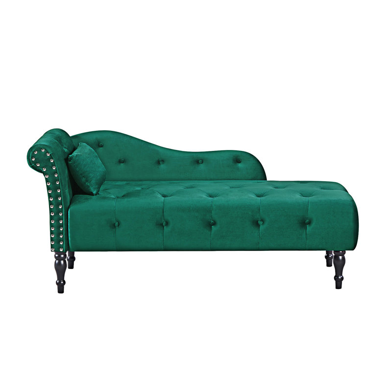 Chaise longue capitonnée à boutons avec coussin, Vert