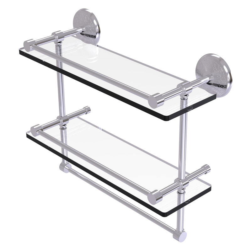 Tilney 2 Piece Tiered Shelf with Towel Bar, Satin Chrome