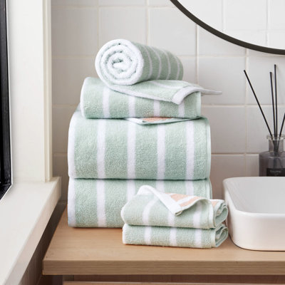 Lucky Brand Reversible Stripe Bath Towels 6Piece
