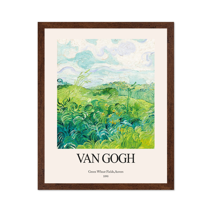 Van Gogh - Champs de blé vert, Affiche, Encadrement brun, H 11 po x l 14 po