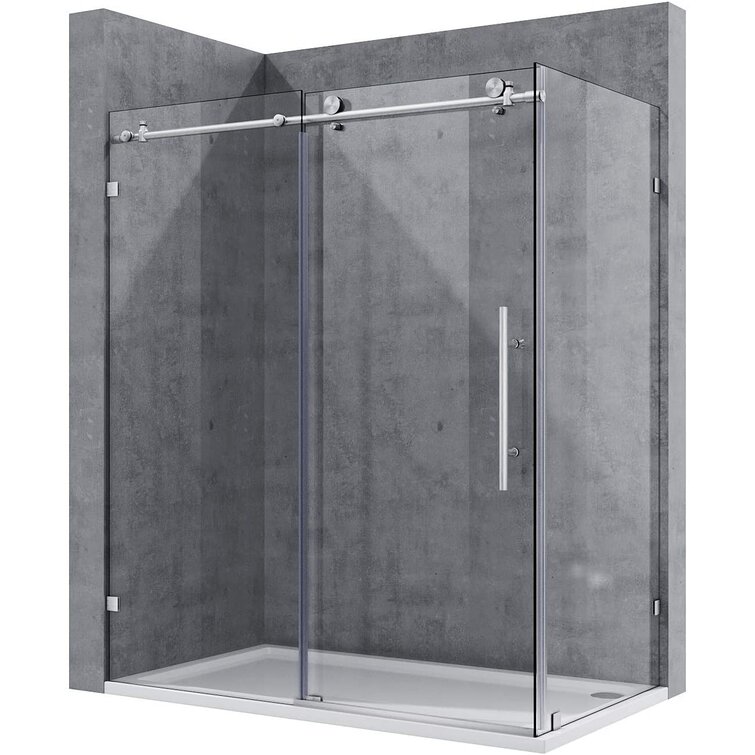 VTI 60 W X 36 D X 72 H Frameless Sliding Shower Enclosure With