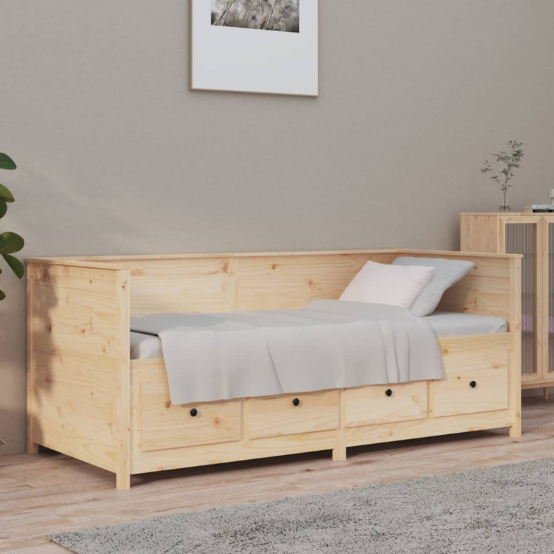 Lit de jour sans matelas vidaXL, Naturel, Lit simple