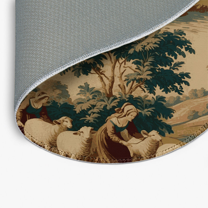 Tapis d'intérieur et d'extérieur brun français, Rond 5 pi