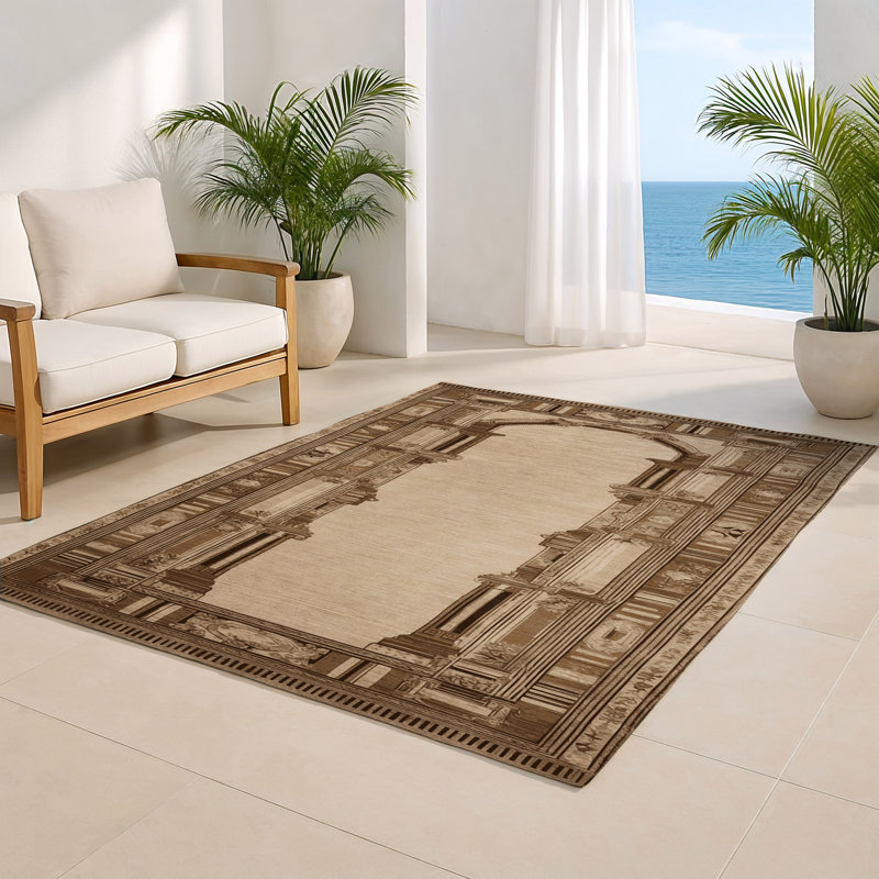 Tapis d'intérieur et d'extérieur brun français, Rectangulaire 8 pi x 10 pi