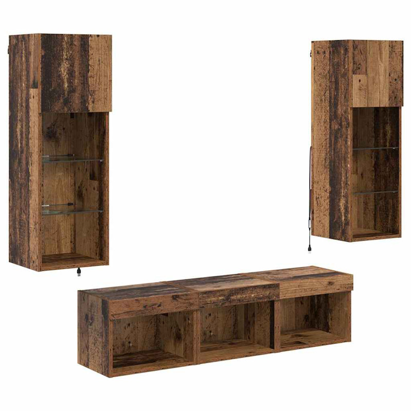 Unfinished TV Stand for TVs up to 28", Old Wood