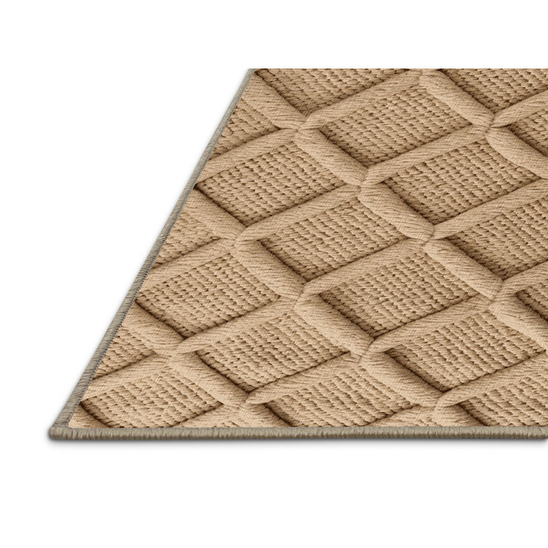 Tapis brun treillis lavable à la machine, Rectangulaire 8 pi x 10 pi