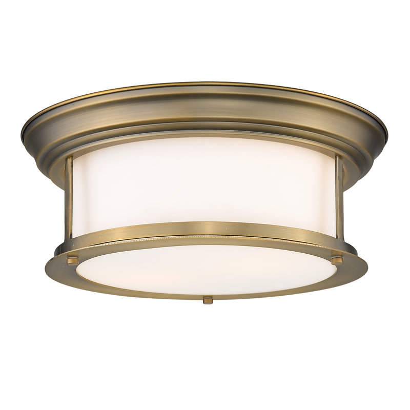 Plafonnier encastré 2 lumières Canale, Laiton héritage, H 5,5 po x l 13,5 po x P 13,5 po
