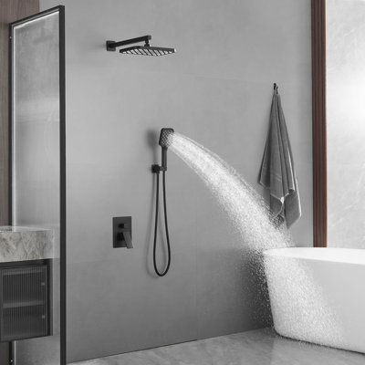 Wall Mount Shower System With Handheld Shower Single Handle Shower Faucet Kit Brass Shower Faucet Combo With Rough-In Valve