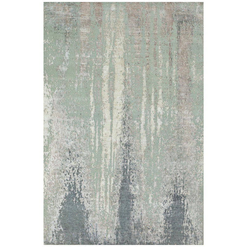 Hand Woven Wool Abstract Area Rug, Rectangle 6' x 9'