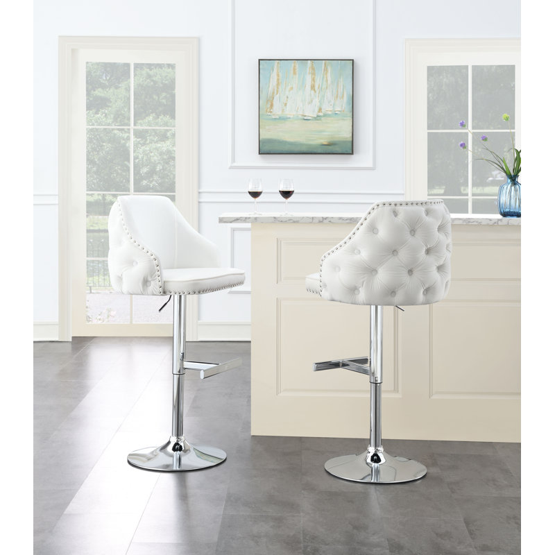 Tabouret de bar en velours, Blanc