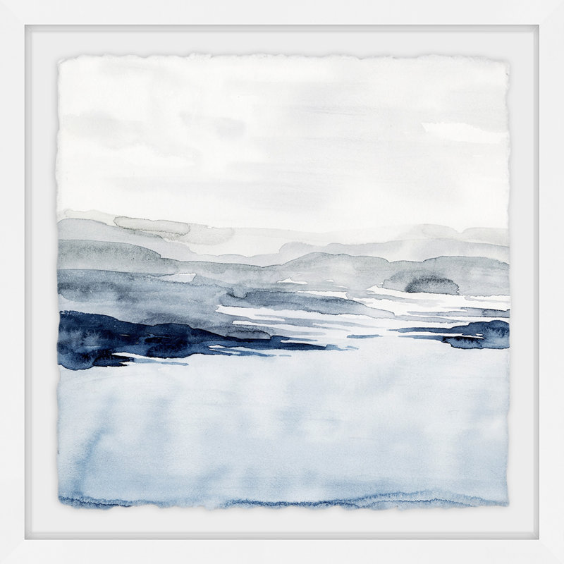 «Faded Horizon I», reproduction de peinture à l'aquarelle encadrée, H 12 po x l 12 po x P 1,5 po
