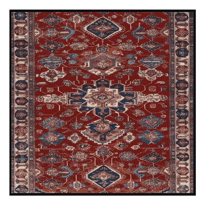 Tapis persan noir lavable à la machine