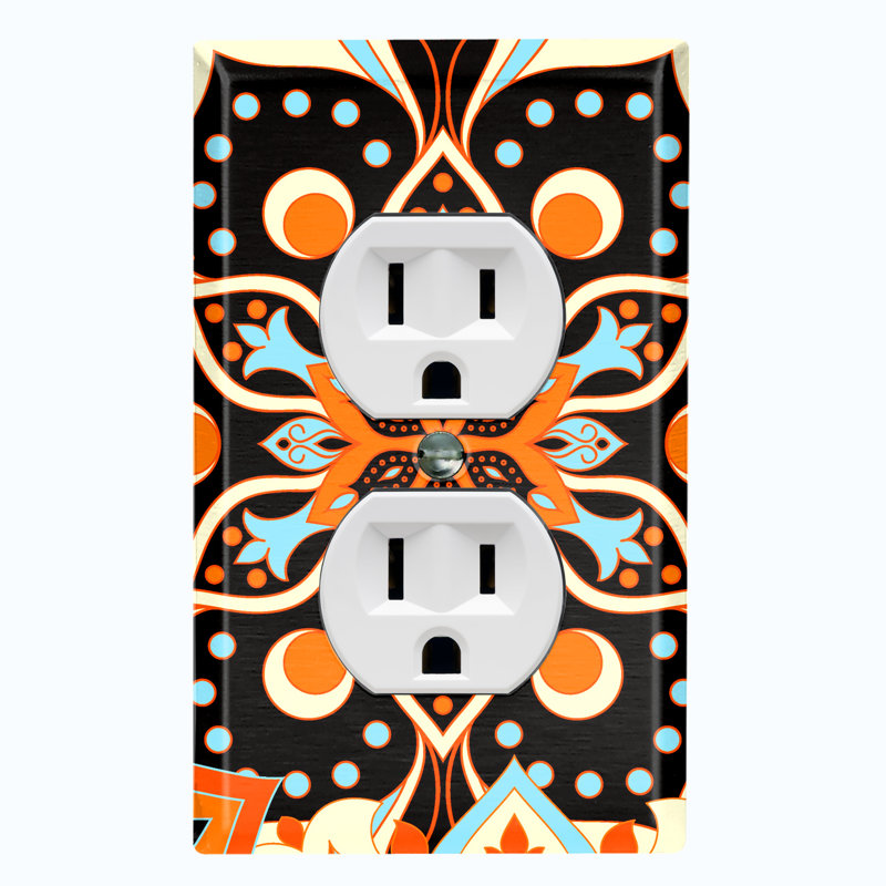Prise de courant double 2 bandes, Noir / orange