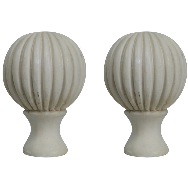 Fluted Ball Lamp Finial, Antique White