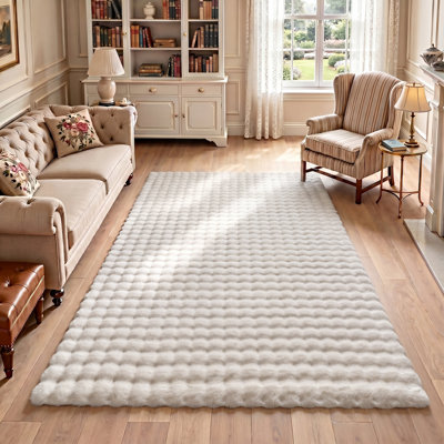Tapis antidérapant en fausse fourrure de lapin