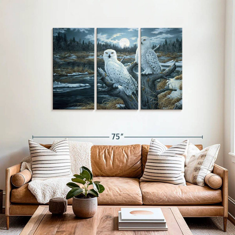 Brampt Two Snowy Owls, 36" H x 57" W